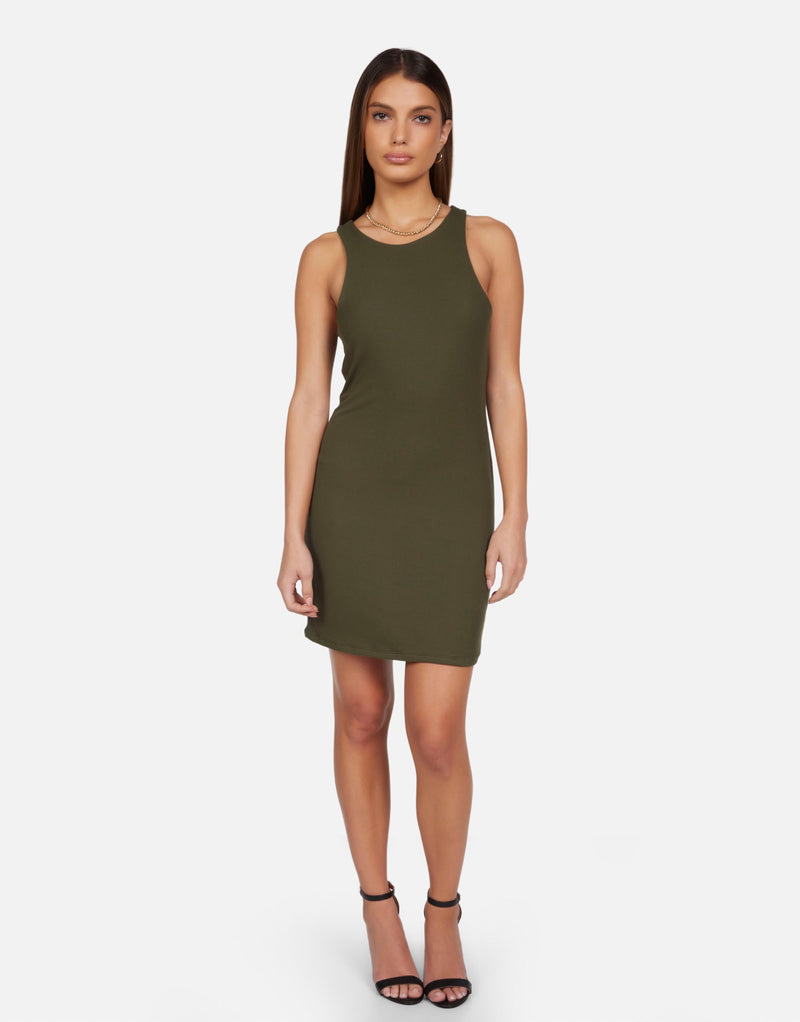 Racer Tank Dress in Army | Judah by Michael Lauren Army / S Racer Tank Dress in Army | Judah by Michael Lauren Army / S