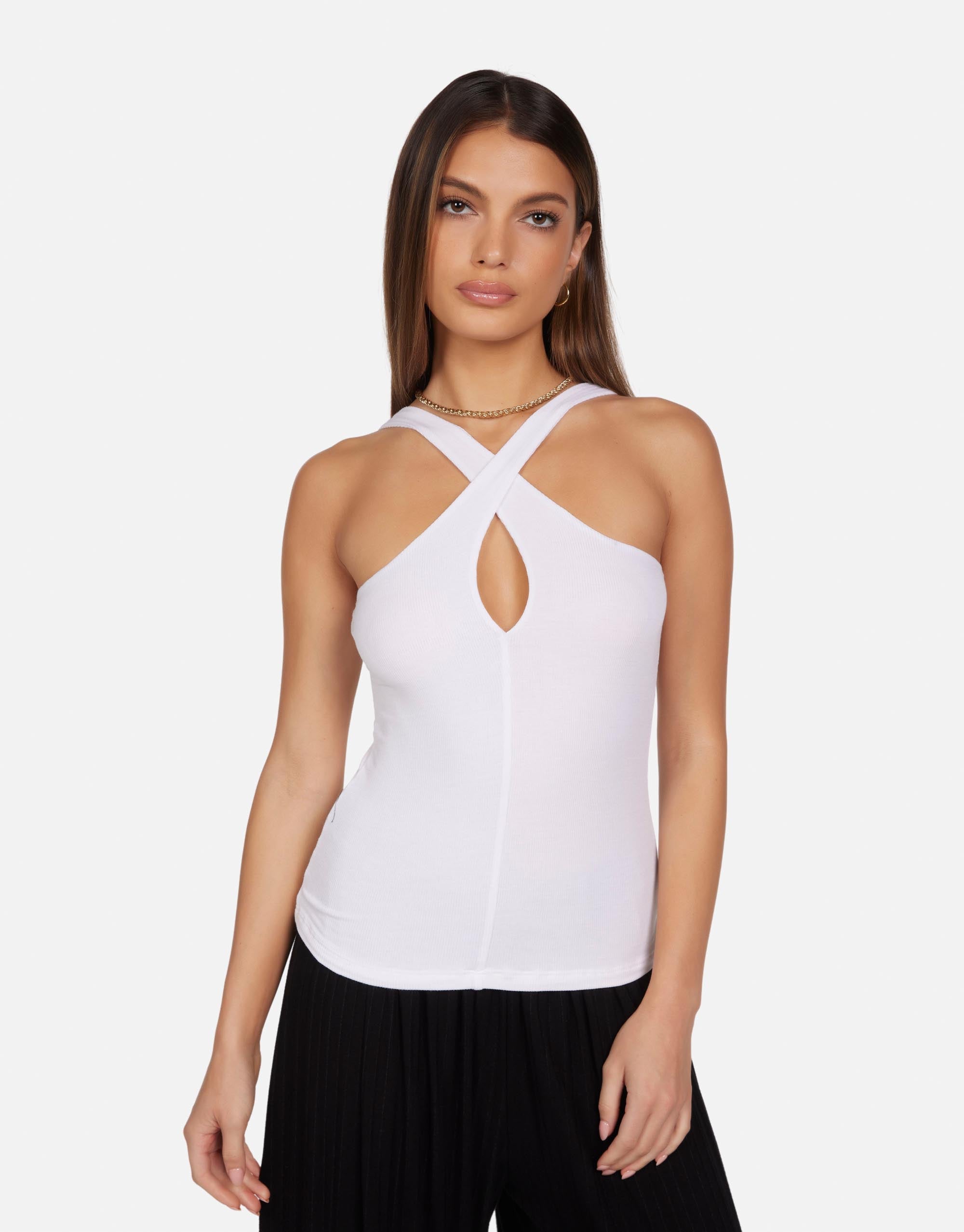 Women's Keyhole Top in White | Kian by Michael Lauren