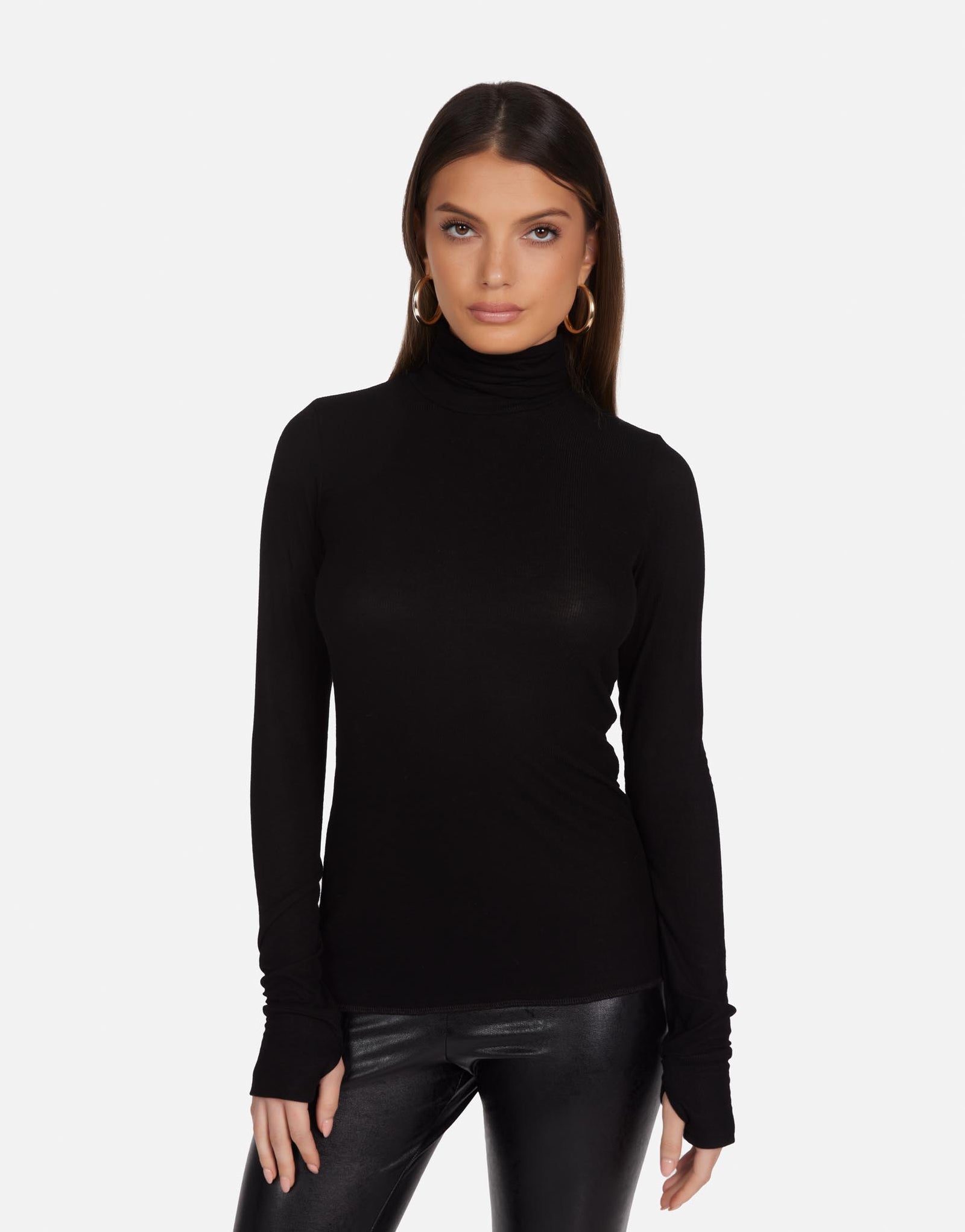 Women's L/S Fitted Turtleneck in Black Arlen by Michael Lauren