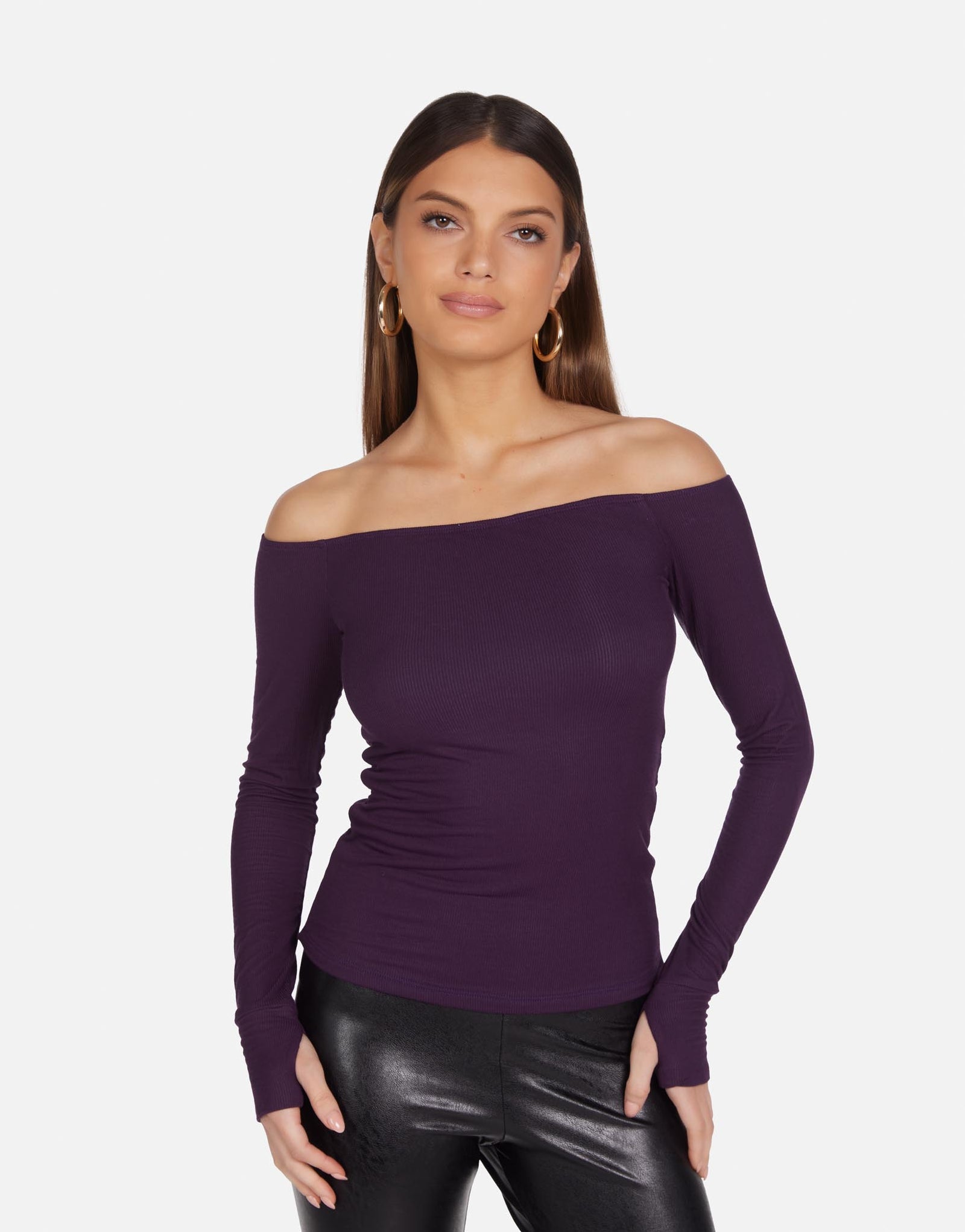 Women's Off Shoulder Top in Deep Amethyst | Lanny by Michael Lauren