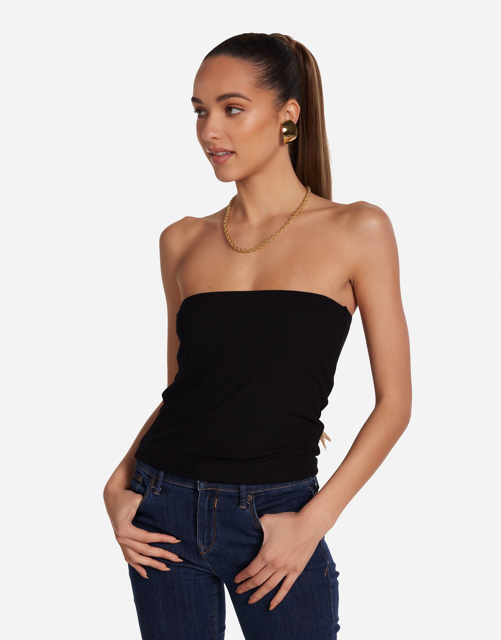 rib tube tops black melt the lady melt lady the Tube トップス LADY