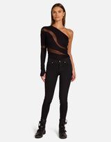 Evans L/S Asymmetrical Top w/ Mesh