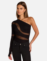 Evans L/S Asymmetrical Top w/ Mesh