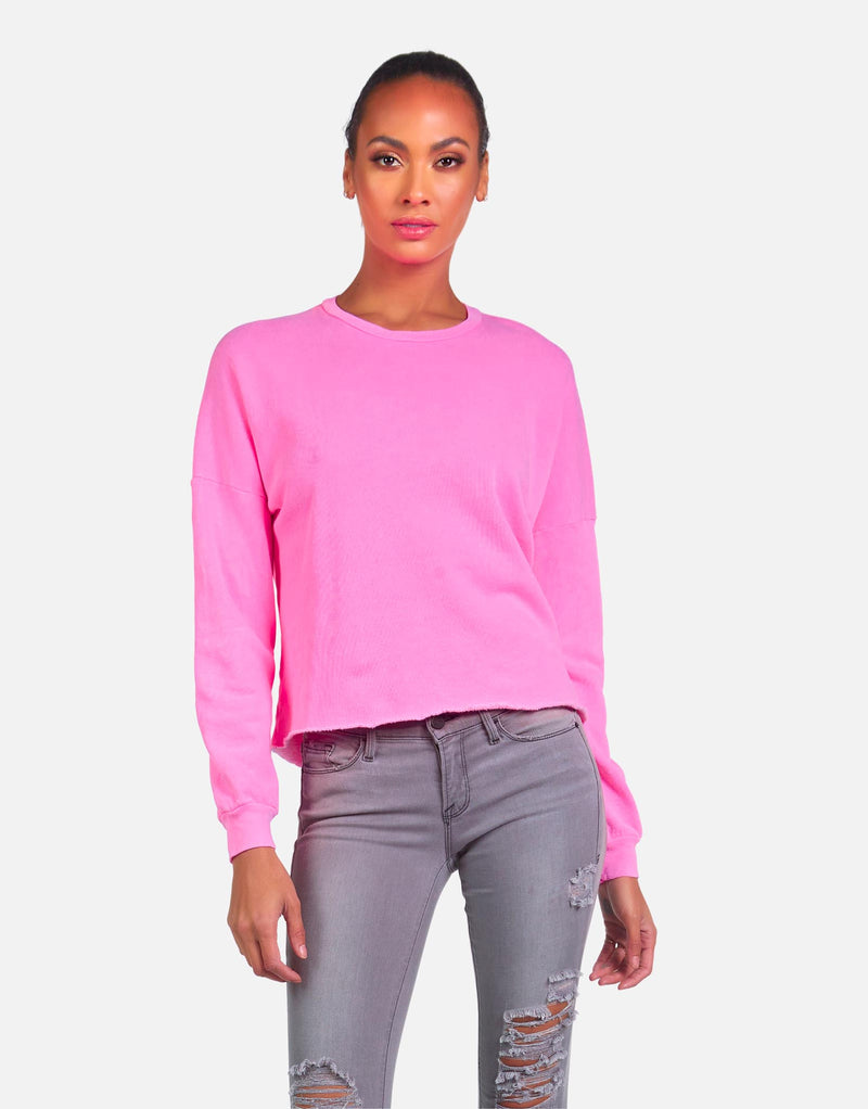 Michael Lauren Women's Travis LE Neon Pink Crop Pullover