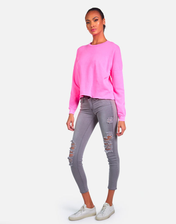 Michael Lauren Women's Travis LE Neon Pink Crop Pullover