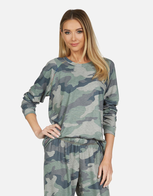 Michael Lauren Women's James LE Army Camo Raglan