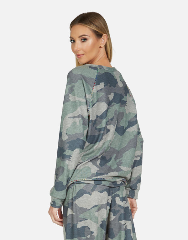 Michael Lauren Women's James LE Army Camo Raglan