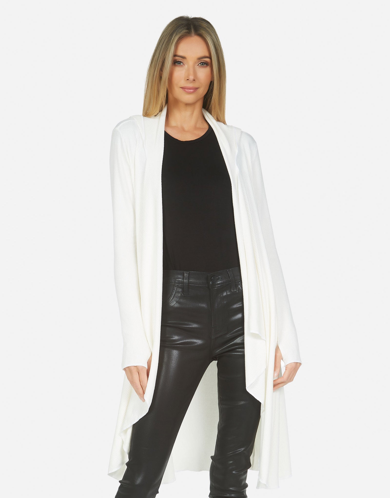 Women's L/S Hoodie Cardigan in Ivory | Martel LE by Michael Lauren