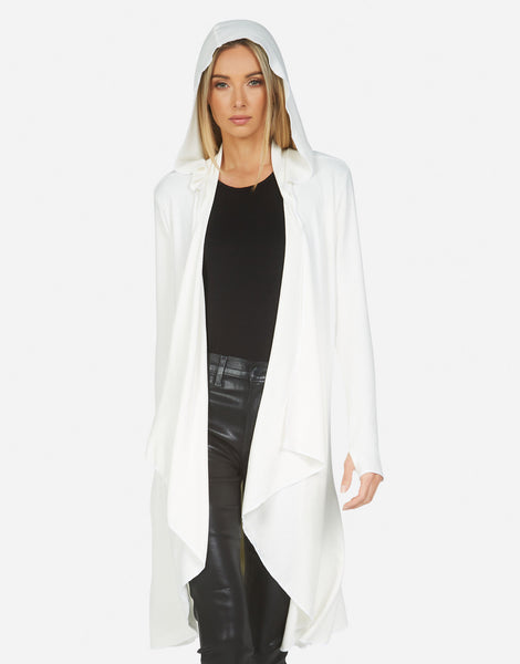 Women's L/S Hoodie Cardigan in Ivory | Martel LE by Michael Lauren