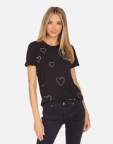 Front Black Short Sleeve Shirt with crystal heart 
