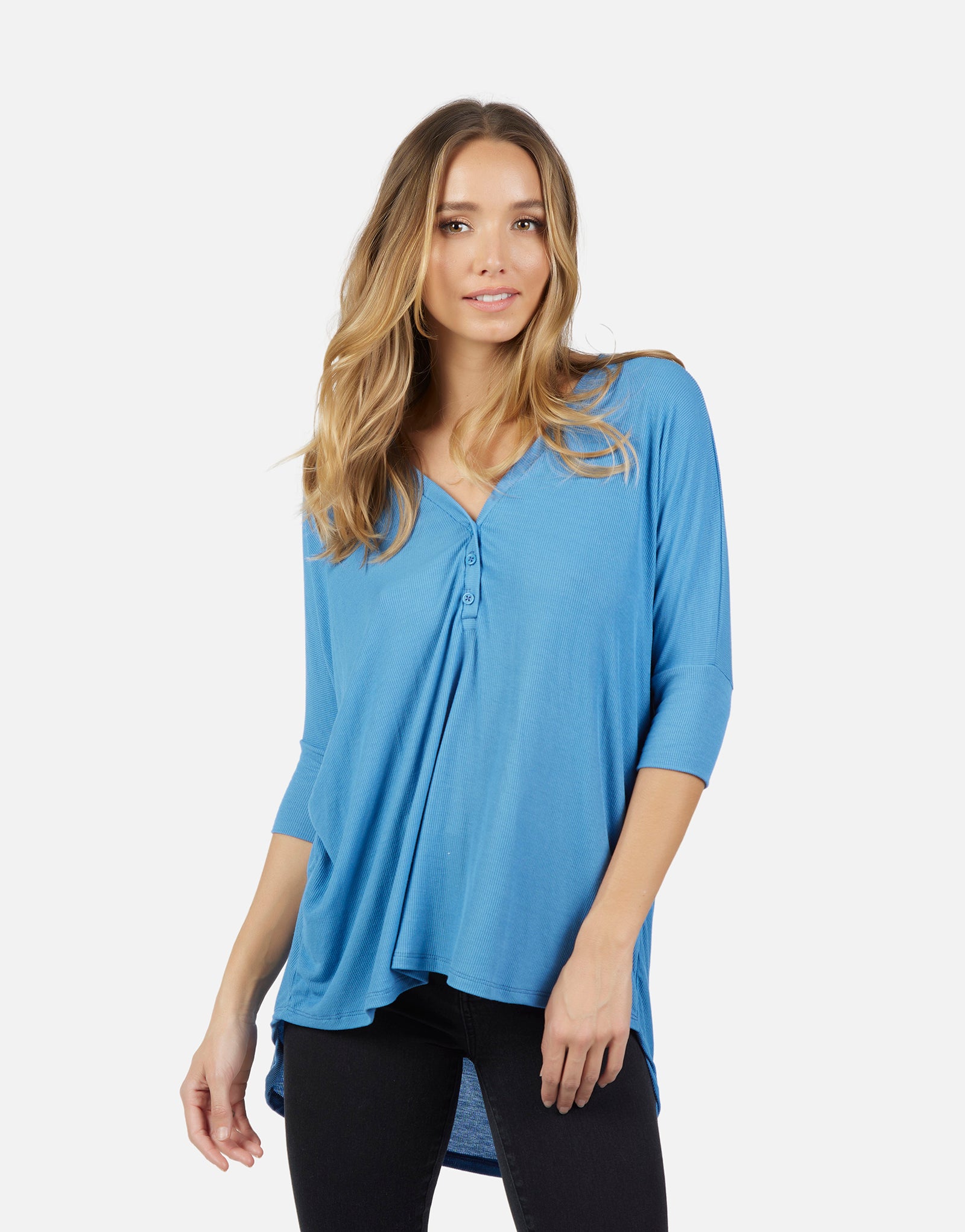 Amos Oversized V-Neck Henley – Michael Lauren