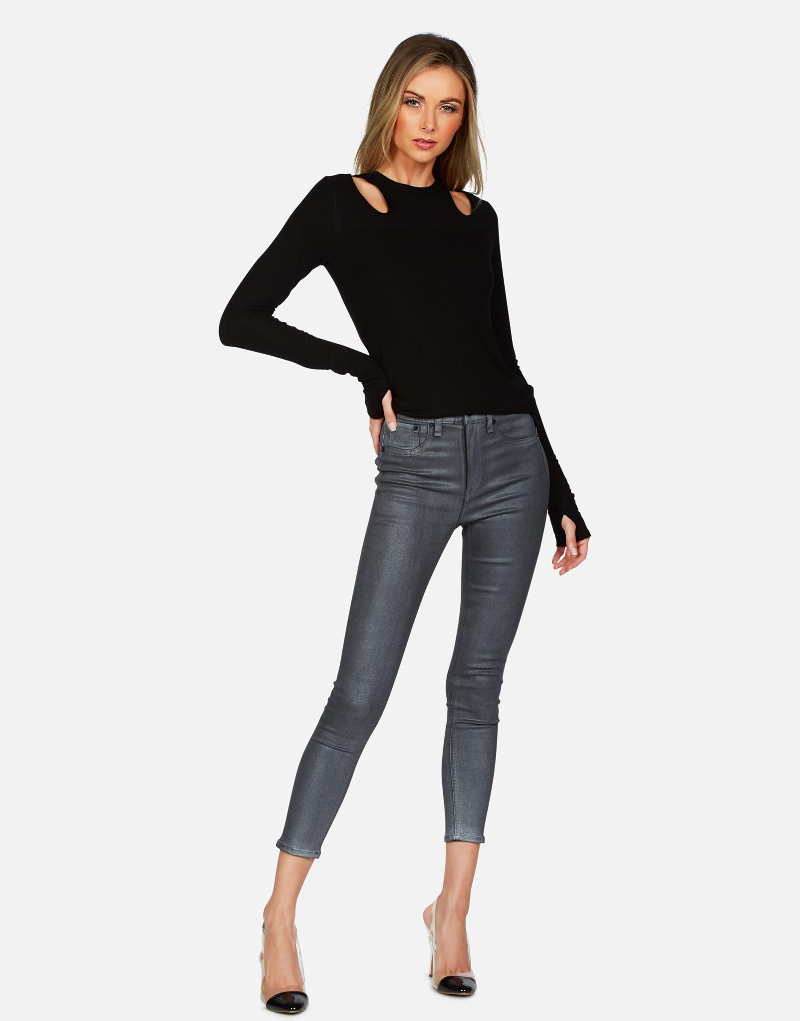 Long Sleeve Fitted Cutout Top | Mitchell Core by Michael Lauren