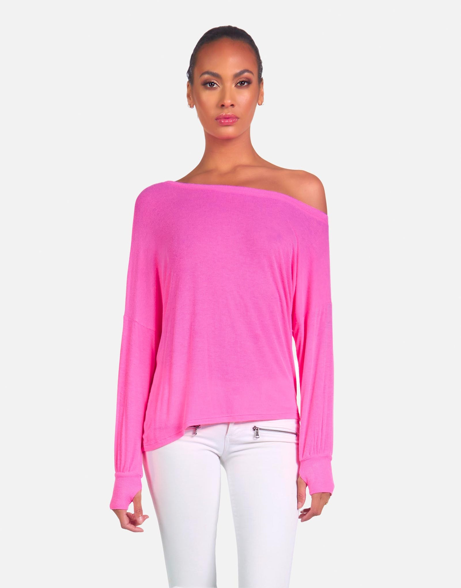 売れ筋商品|||ダナ キャラン ニューヨーク カットソー トップス レディース Petite Mandarin-Collar Puff-Shoulder Shirt Vivid Pink ML-6669-RIB-NPK-01_1600x.jpg?v