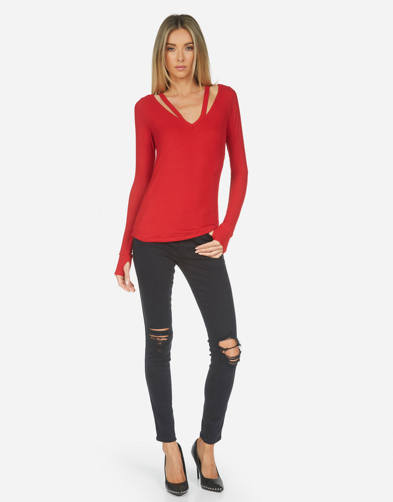 Michael Lauren Women's Justus V-Neck w/ Cutouts