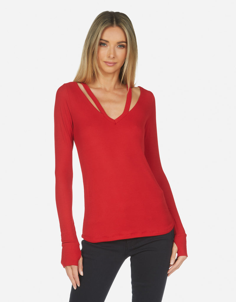 Michael Lauren Women's Justus V-Neck w/ Cutouts