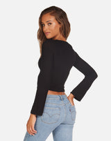 Pierre Long Sleeve V-Neck Crop Top