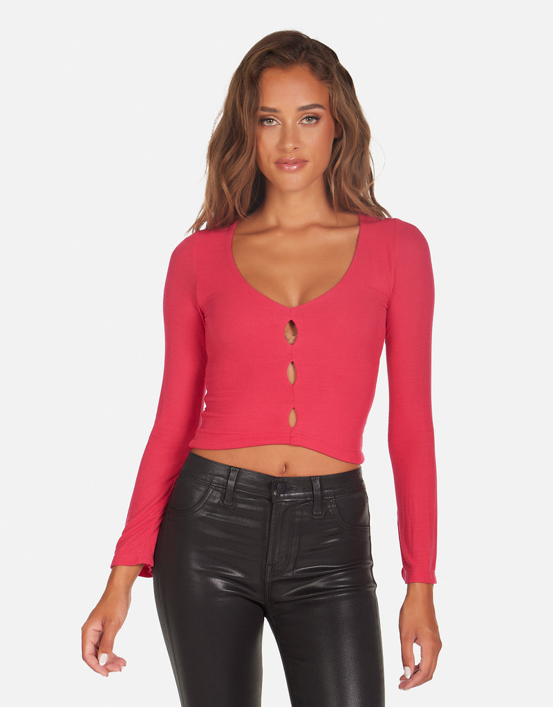 Pierre Long Sleeve V-Neck Crop Top – Michael Lauren