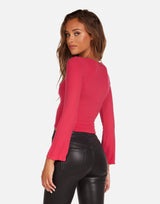 Pierre Long Sleeve V-Neck Crop Top
