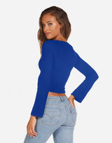 Pierre Long Sleeve V-Neck Crop Top