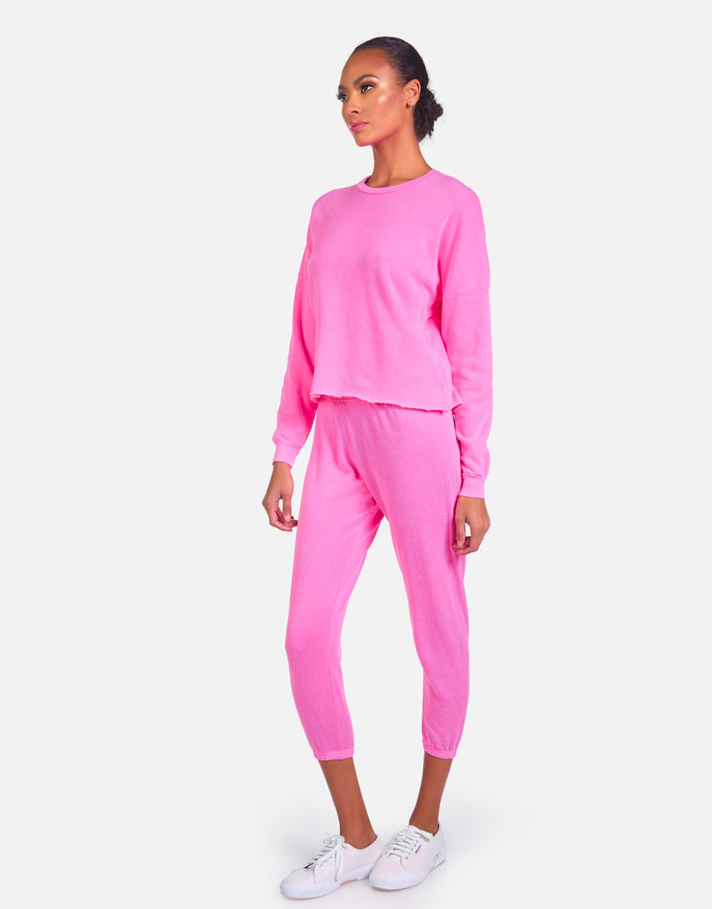 Michael Lauren Women's Nate LE Neon Pink Crop Jogger