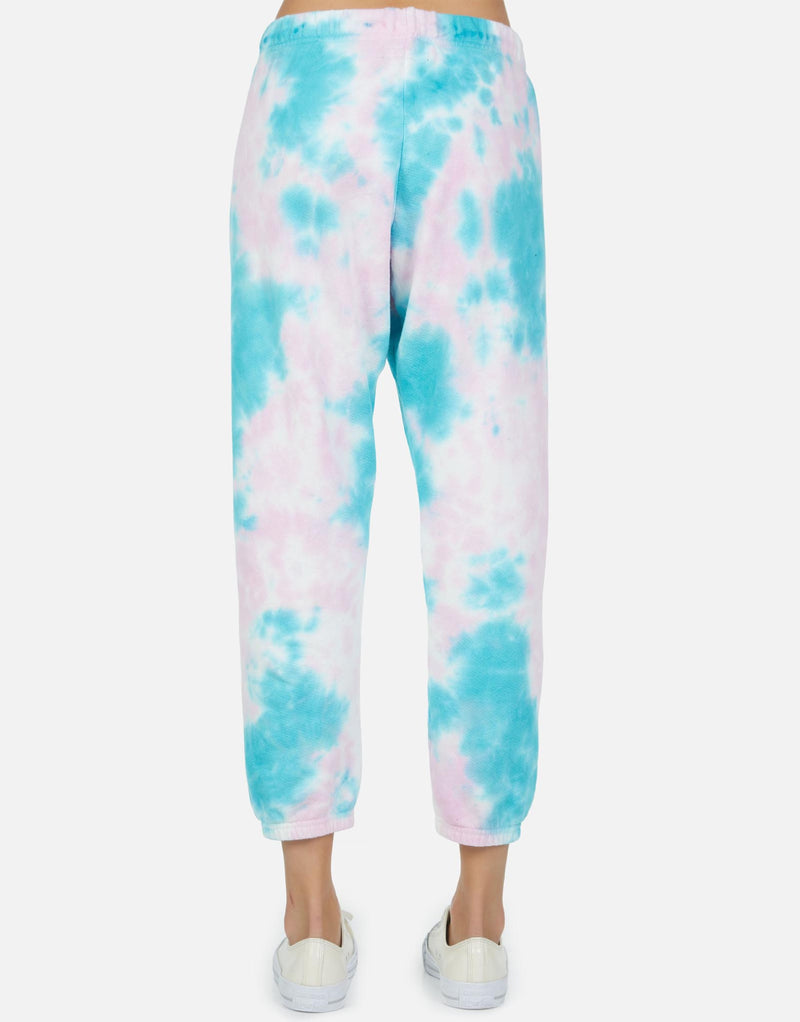 Michael Lauren Women's Nate LE Pink Turq Tie Dye Crop Sweatpant