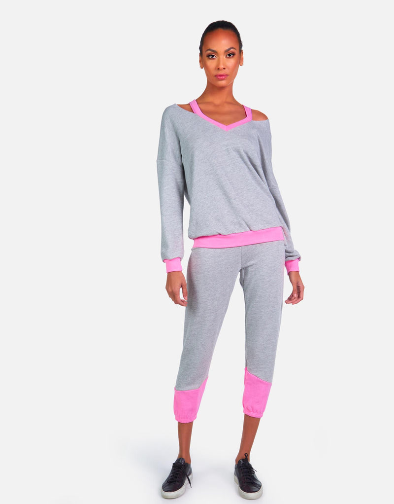 Michael Lauren Women's Melbourne LE Grey/Neon Pink Sweatpant