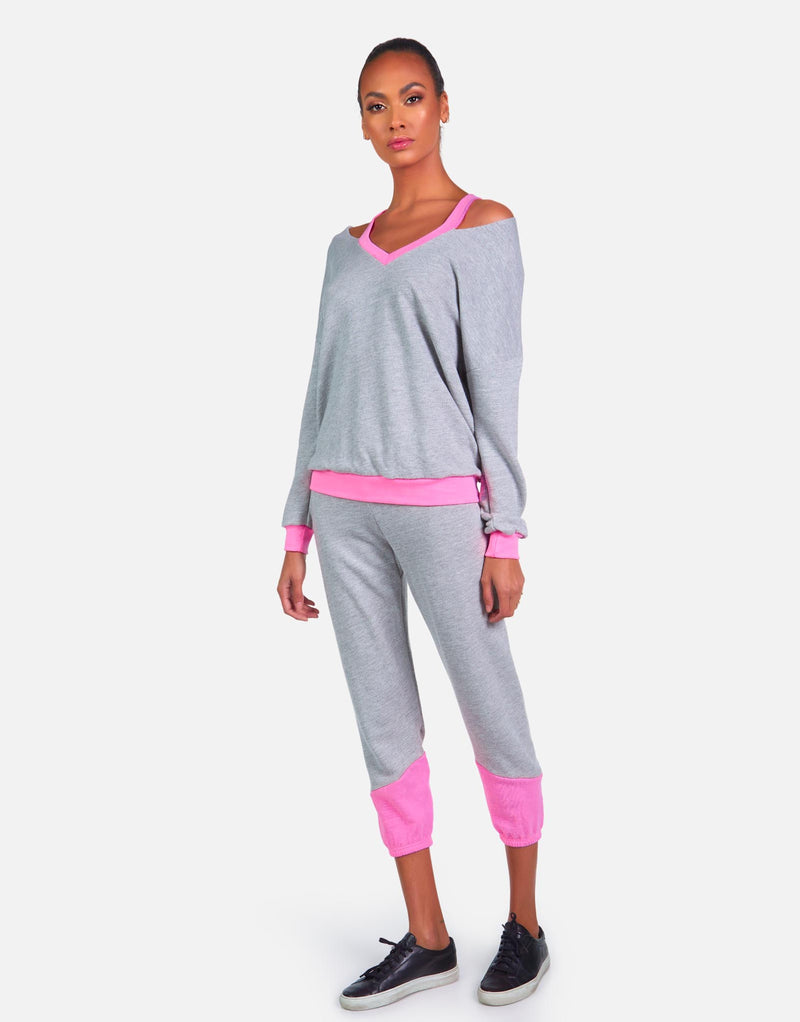 Michael Lauren Women's Melbourne LE Grey/Neon Pink Sweatpant