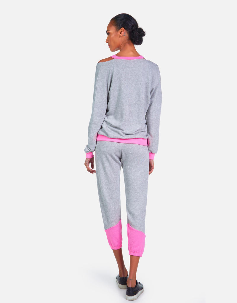 Michael Lauren Women's Melbourne LE Grey/Neon Pink Sweatpant