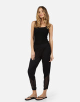 Ascot Shirring Pant w/ Contrast Mesh