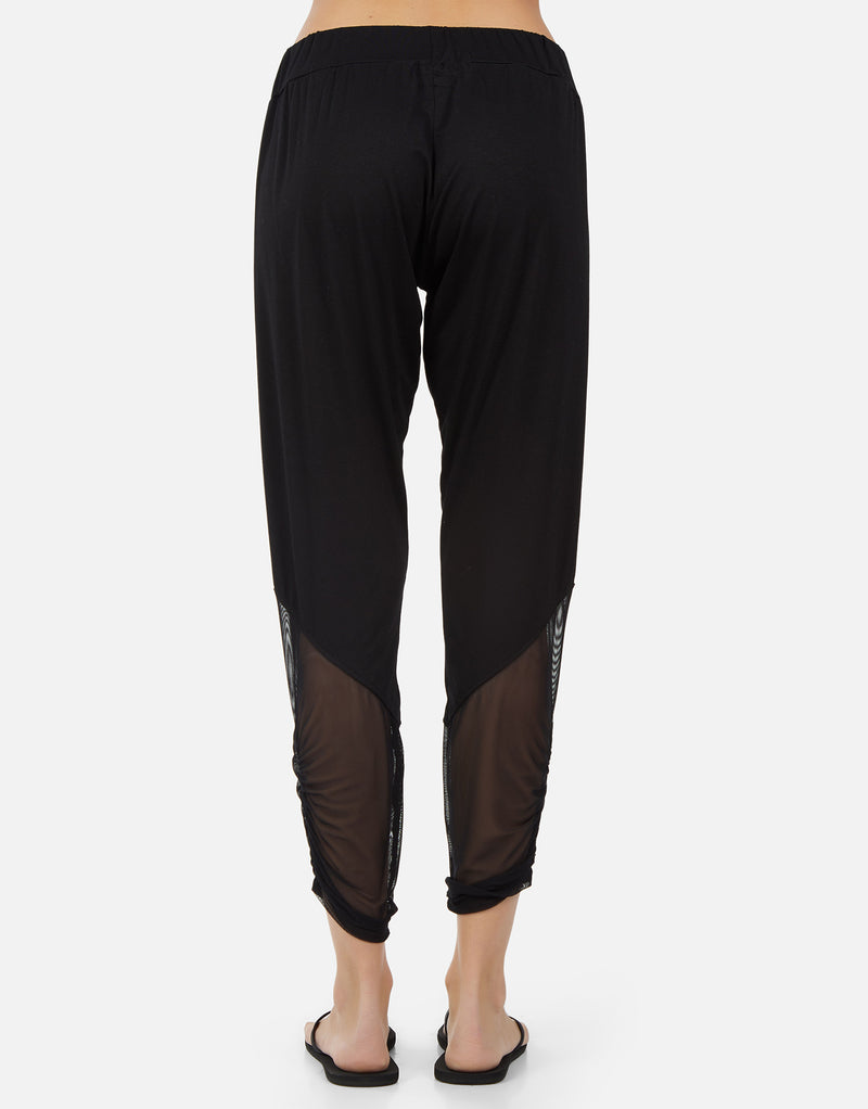 Ascot Shirring Pant w/ Contrast Mesh