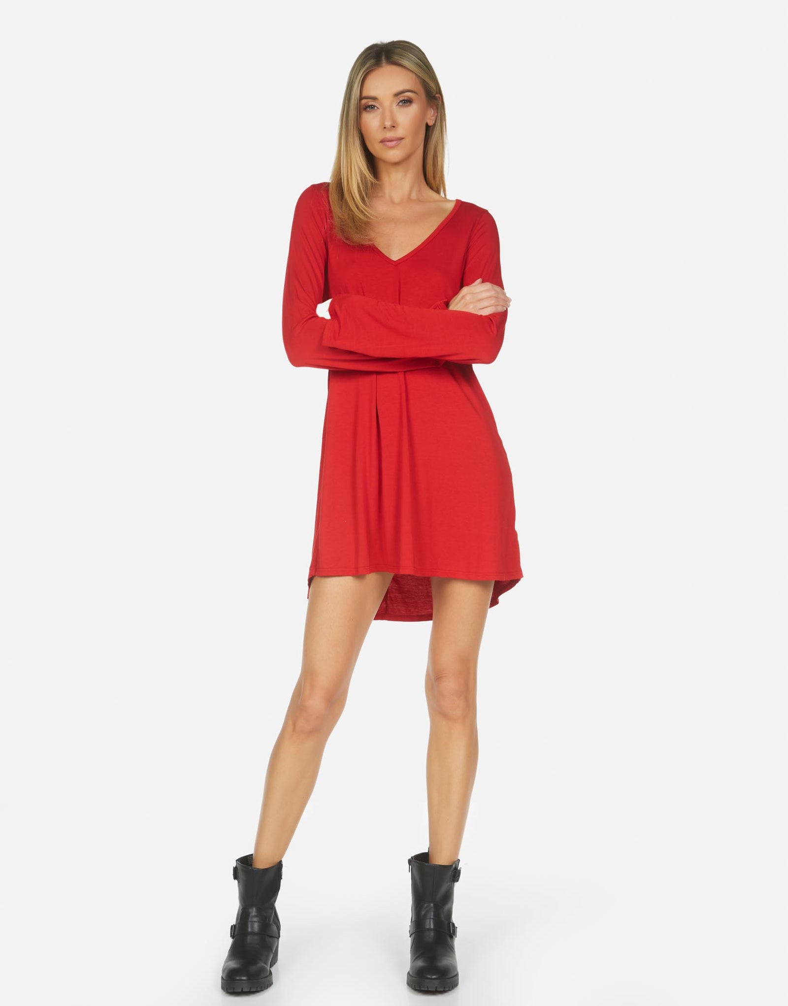 knee length dresses for ladies Shapewear Lace Trim V-Neck Long Sleeve Bodycon Mini Dress