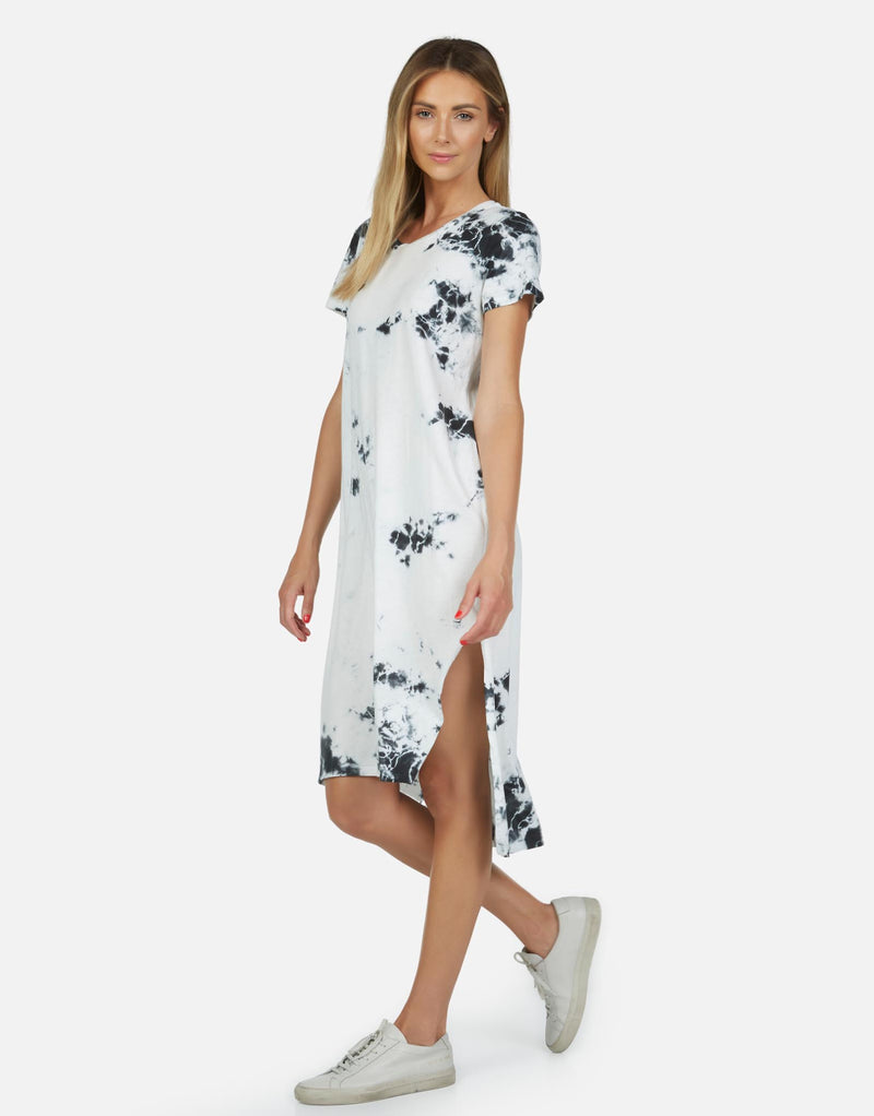 Michael Lauren Women's Augustus LE Black White Tie Dye Dress