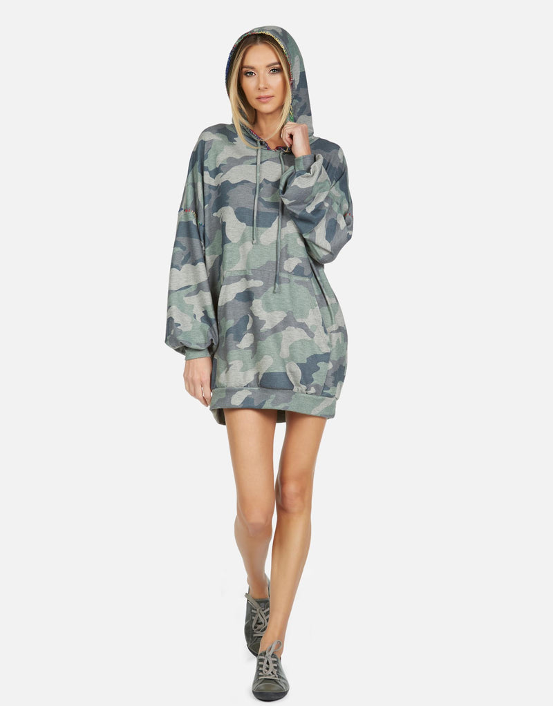 Michael Lauren Women's Peters LE Army Camo Hoodie Dress