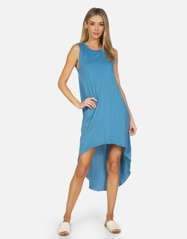 Michael Lauren Women's Walt LE Teal Sky High Low Dress