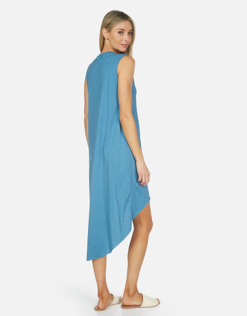 Michael Lauren Women's Walt LE Teal Sky High Low Dress