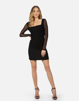 Damen L/S Dress w/ Contrast Mesh